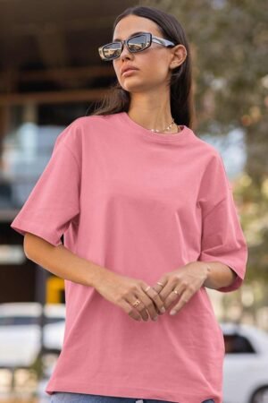 Women’s Boyfriend Fit Oversized Ultra Premium Drop-Shoulder Terry Cotton T-Shirt